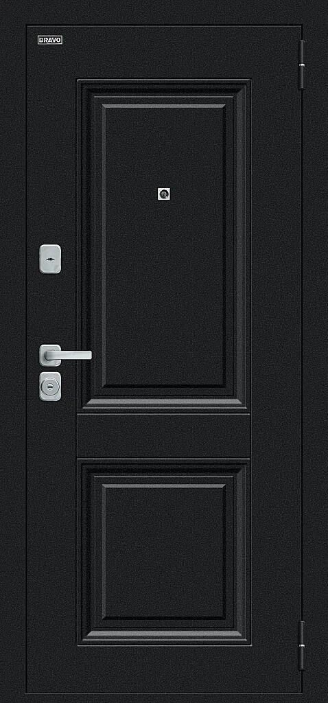 Входная дверь Некст МФ/BChrome Букле черное/Cappuccino Melinga BR6207 внешняя сторона