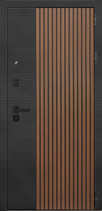 Входная дверь Модель L - 48 ФЛ-659 (12мм, nussbaum+черная патина винорит) внешняя сторона